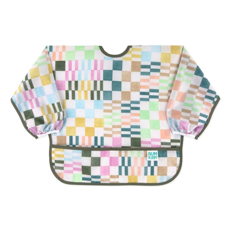 Bumkins Sleeved Bib: Motley Check