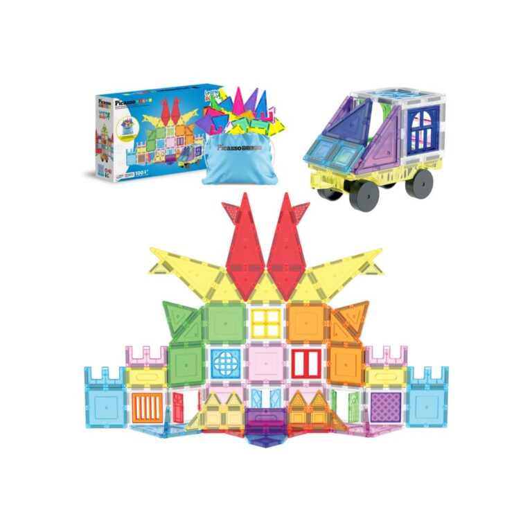 PicassoTiles 100-Piece Magnetic Castle STEM Set