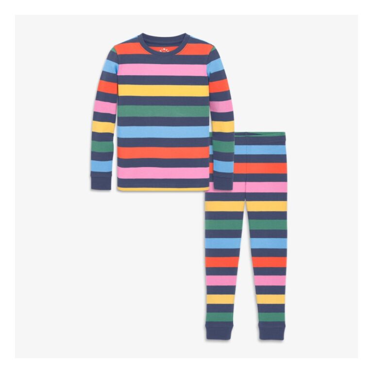Primary Organic PJ Set, Rainbow Stripe